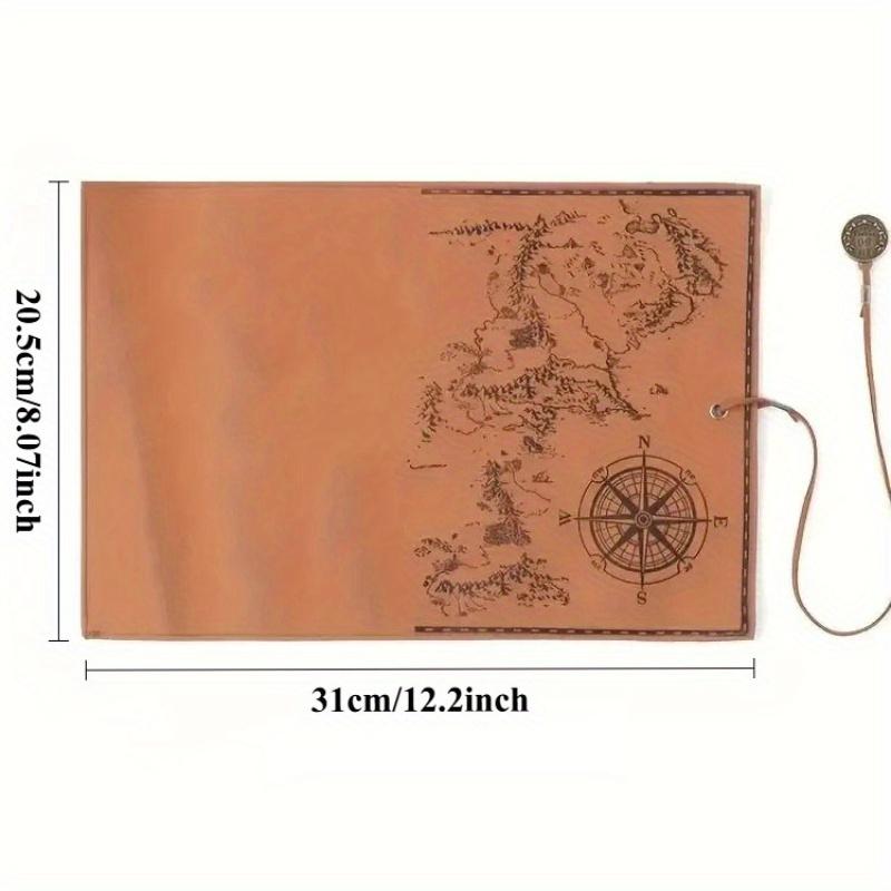 Creative Treasure Map Storage Pen Case, Simple Retro Faux Leather Large-capacity Pen Roll Case, Home & School Office Supplies.