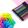 12 цветов, металлический карандаш для рисования, набор эскизов, карандаш из мягкого дерева золотого цвета для школьников, канцелярские принадлежности, товары для рукоделия
