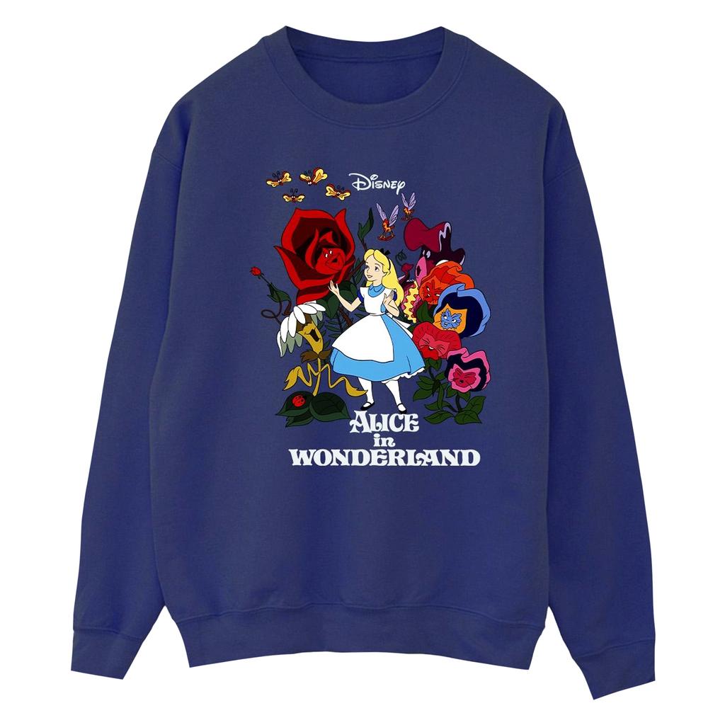 Disney Mens Alice In Wonderland Flowers Sweatshirt