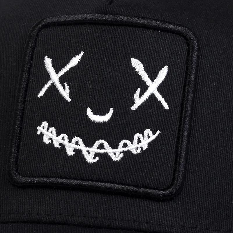 Бейсбольная кепка унисекс с нашивкой для лица и узором, кепки для мужчин и женщин, летняя шляпа дальнобойщика