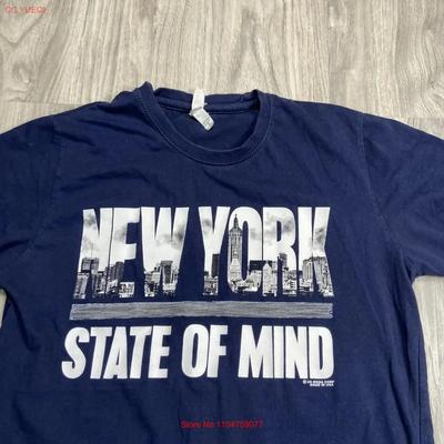 Футболка New York State of Mind Маленькая S Темно-синий Приталенная Городской винтаж Стирка Слегка модный Мягкий Эластичный Универсальный