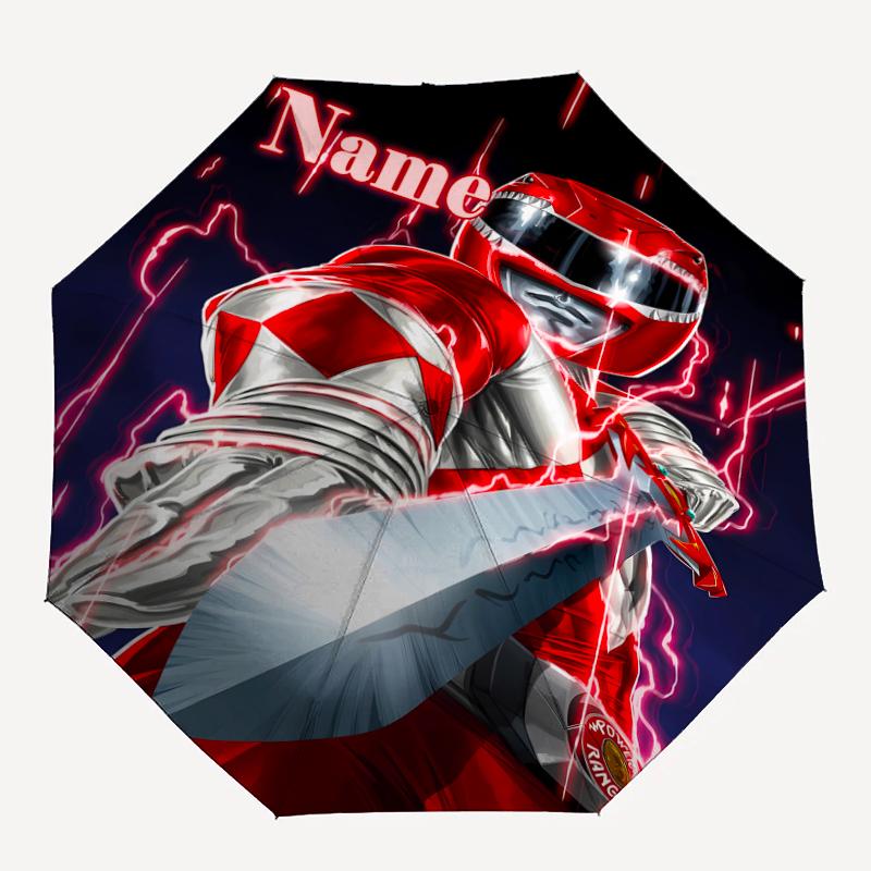 Автоматический зонт с индивидуальным именем в стиле Mighty Morphin, легкий и портативный, 8 спиц, идеально подходит для путешествий на свежем воздухе, дней рождения, Рождества, подарков.