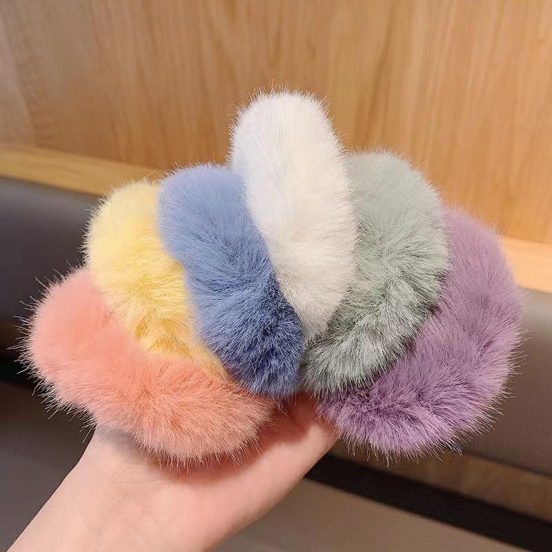 Girls Mink Fur Ponytail Holder Elastic Plush Hair Ring Faux Rabbit Fur Scrunchies Hair Rope Elastic