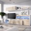 Living Room Furniture Set with LED Display Case - Oak and White Decor - L 260 X D 41 X H 180 Cm - UMA