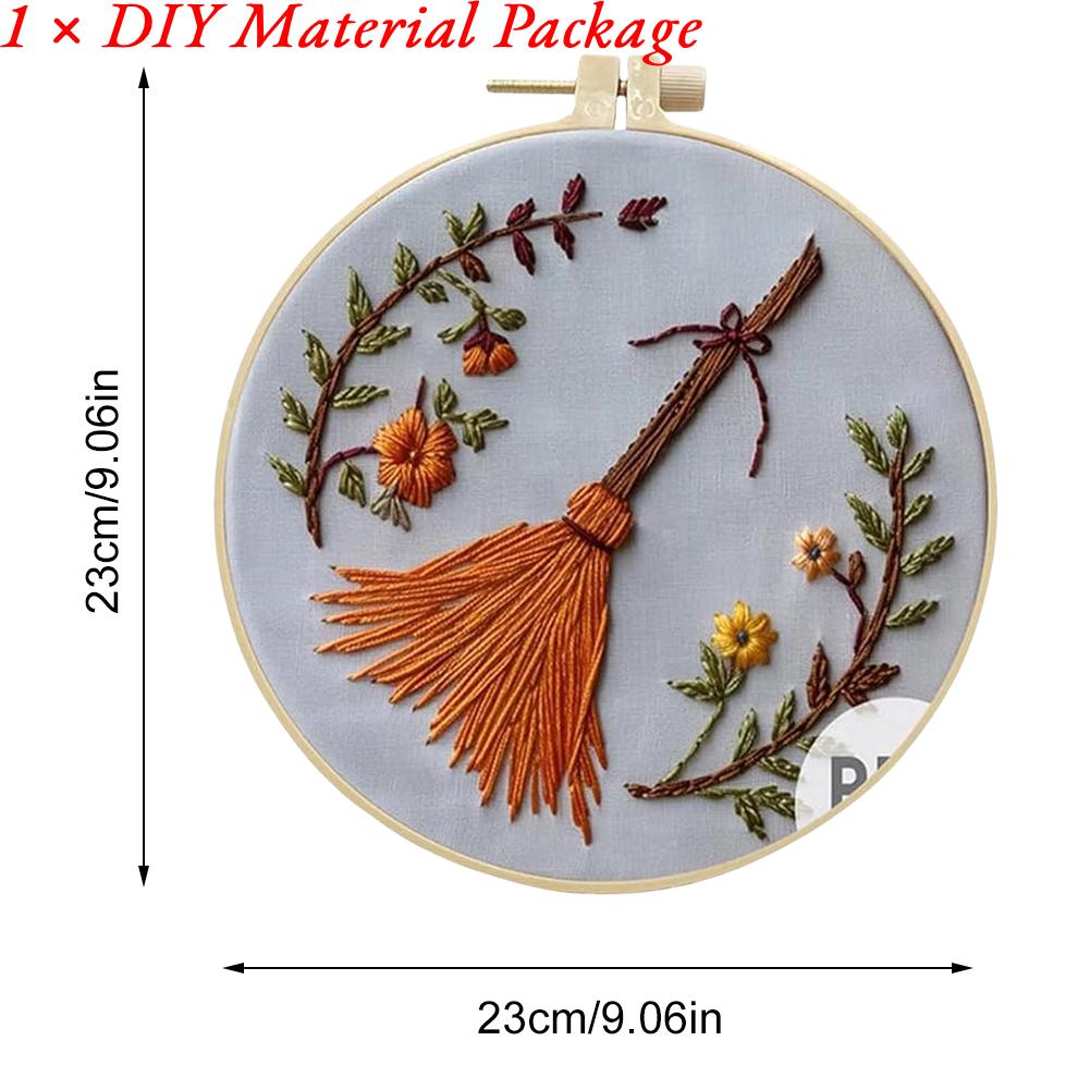 Halloween Embroidery Starter Kit Ghost & Gothic Stamped Cross Stitch Kits with Pattern & Embroidery Hoops for Adults & Beginners