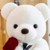 Плюшевая игрушка медведь держит розу, милая кукла, плюшевые игрушки, полностью набитые, мягкое украшение для дивана, элегантная мультяшная кукла-маленький медвежонок