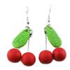 [R2780] - Серьги ручной работы "Вишенки" красно-зеленые - 35х22 мм