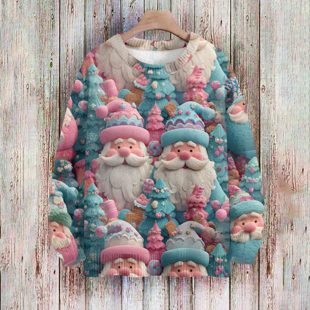 Рождественские толстовки для женщин Вязаный свитер Милая рубашка Осенний свитер с круглым вырезом Топы