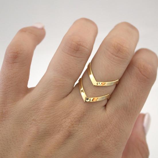 Knuckle Ring Half Opened Jewelry Double V-shaped Adjustable Vintage Women Lucky