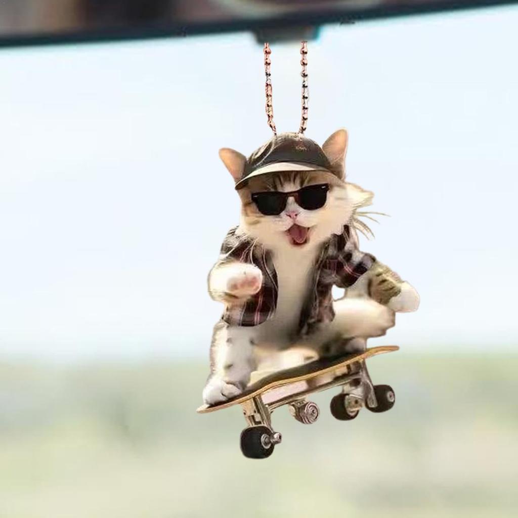 Cute Animal Keychain, Rearview Mirror Pendant Flat Acrylic Creative Bag Keychain Pendant Car Pendant