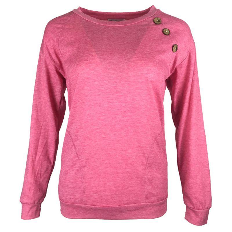 Fashionable Women's Long Sleeve Pullover Sweater With Button Deco And Versatile Style
