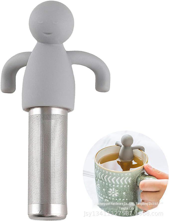 Креативный силиконовый чайник с ситечком из нержавеющей стали 304 - фильтр для чая в форме человека для чашек