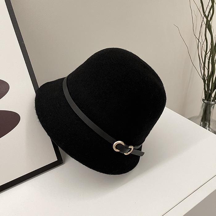 Single Retro Dome Woolen Top Hat Women's Autumn and Winter Fashion Wool Knitted Hat Bucket Hat Basin Hat