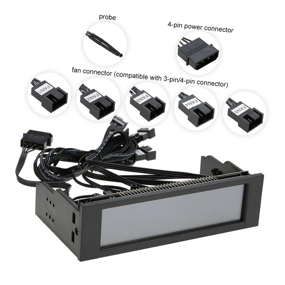 5.25" PC Front Chassis Panel Touch Screen 5 Fan Controller Temperature Monitor