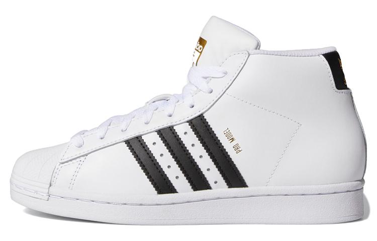 adidas Originals Pro Model J Нескользящие ботинки средней высоты Детские скейтбордические кроссовки Белый Черный Подростки FV5724