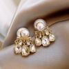 Высококлассные французские ретро серьги-пусеты с жемчугом и цветами - Элегантные, универсальные и модные для женщин