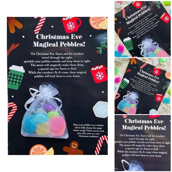 11 шт. Рождественские волшебные камешки, наполнители для рождественских коробок, светящиеся темными камнями с картой для декора сада на открытом воздухе