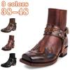 Men's Motorcycle Boots Retro Square Toe Cowboy Short Boots Horse Gear Boots