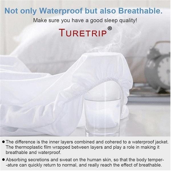 Single/Full/Queen/King Solid Color Fitted Sheets King Size Mattress Protector Bed Cover Bed Sheets Bedsheet Solid Bedspreads 99.99% Waterproof