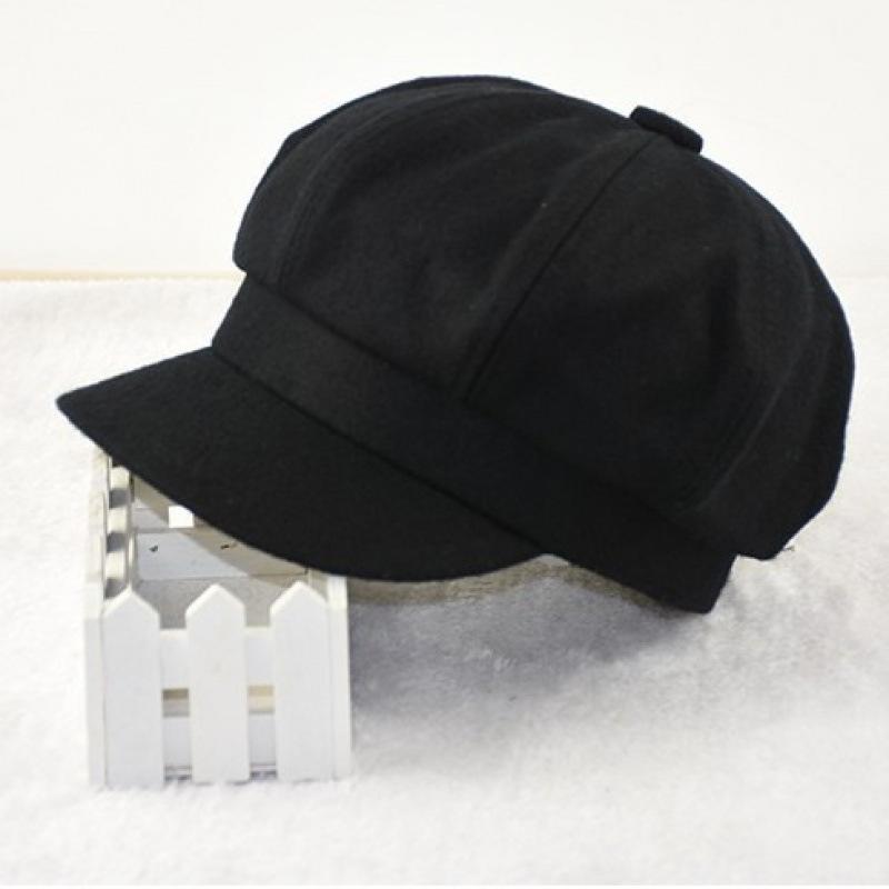 Woolen octagonal hat autumn and winter woolen material painter hat casual fashion women's hat small head circumference women's hat big head circ