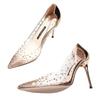 Fashion New Pointed Crystal Fairy Ladies Wind Sandals Rhinestone Butterfly-knot Transparent High Heel Women Sandals Fashion Shoes
