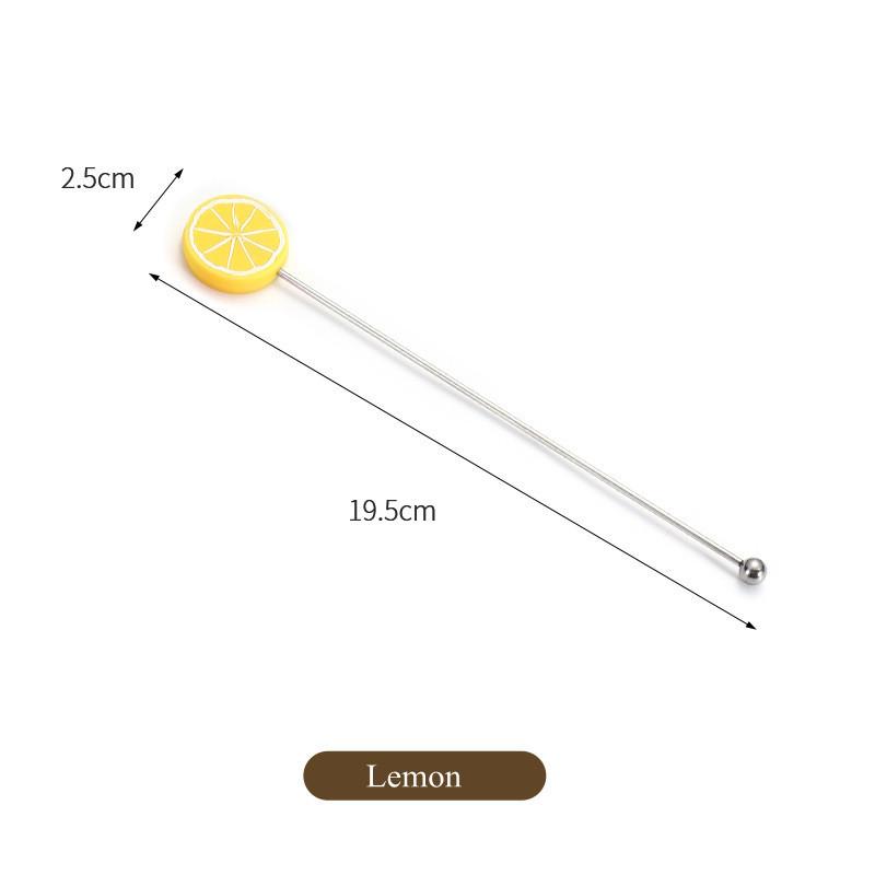 Силиконовая фруктовая головка Палочка для перемешивания из нержавеющей стали Длинная ручка Палочки для смешивания коктейлей и напитков Миксер Барная посуда Мадлер Барные аксессуары