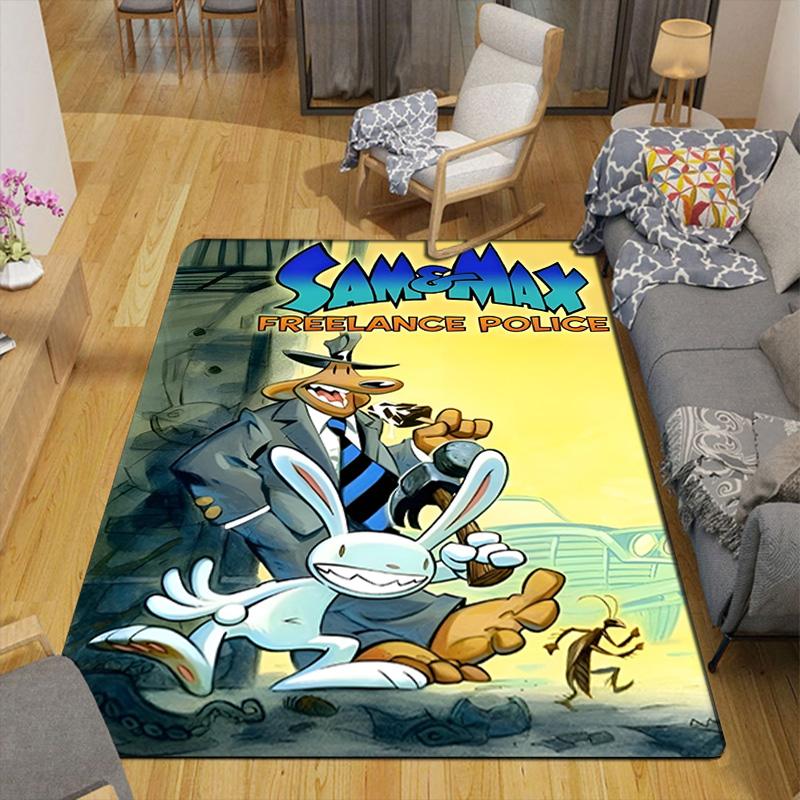 Sam & Max: Freelance Police Rug Floor Mat for Living Room or Bedroom Soft and Comfortable Carpet a Gift for Birthday and Holiday.
