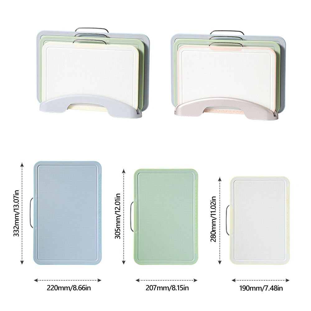 Набор из 3 предметов с подставкой для хранения Разделочная доска Классификация для сырых и готовых продуктов PP Разделочная доска Приготовление пищи Кухонные коврики