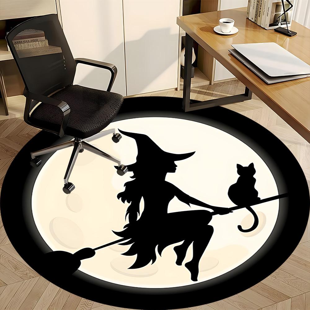 1PC Witch Moon Office Round Area Rug, Mat Suitable For Office, Under Office Chairs Bedroom Living Room Home Decor, Room Deco