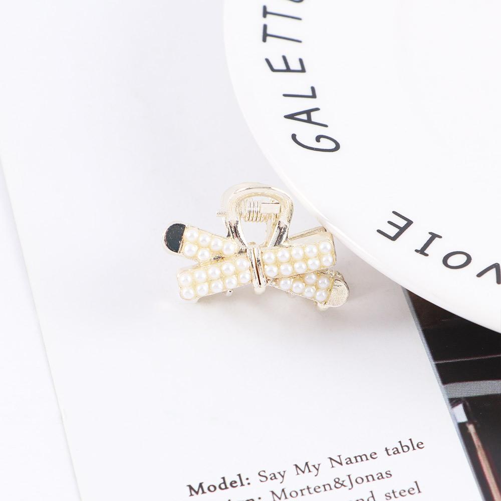 Gift Zinc Zinc Alloy Pearl Minimalist Style Bow Hair Claw Hair Accessories Small Crab Clip Women Hairpin