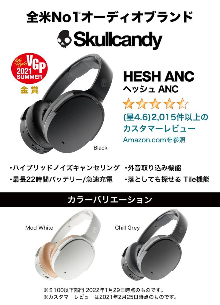 Официальный магазин Skullcandy Беспроводные наушники Hesh ANC с шумоподавлением, захватом окружающего звука, легким дизайном, до 22 часов работы