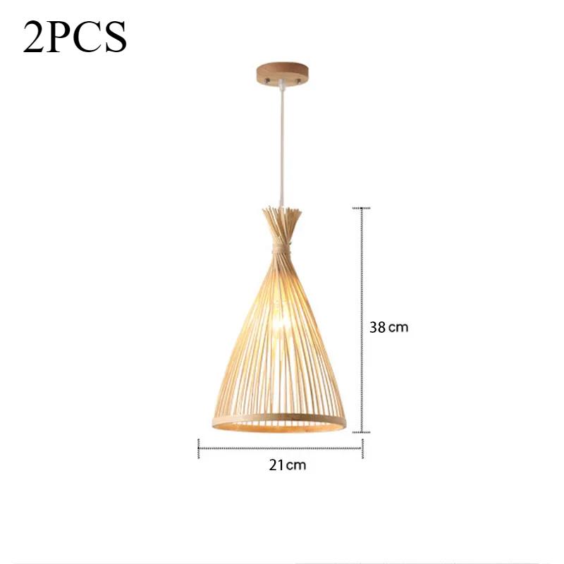 BambooChandeliers Wood Base Lighting Bedroom Interior Classical Hand Woven Bamboo Pendant Light Fixture Vintage Pendant Lamp