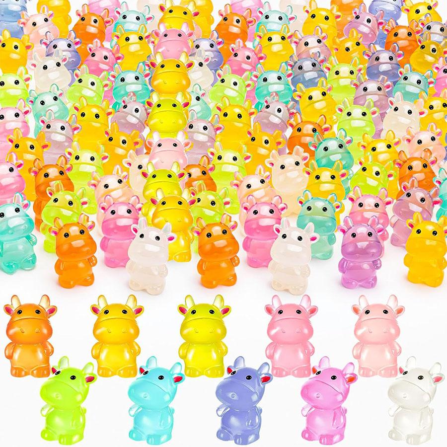 10/20Pcs Luminous Mini Resin Cow, Glow In The Dark Cows Tiny Animals Figures Diy Crafts For Fairy Garden Micro Landscape