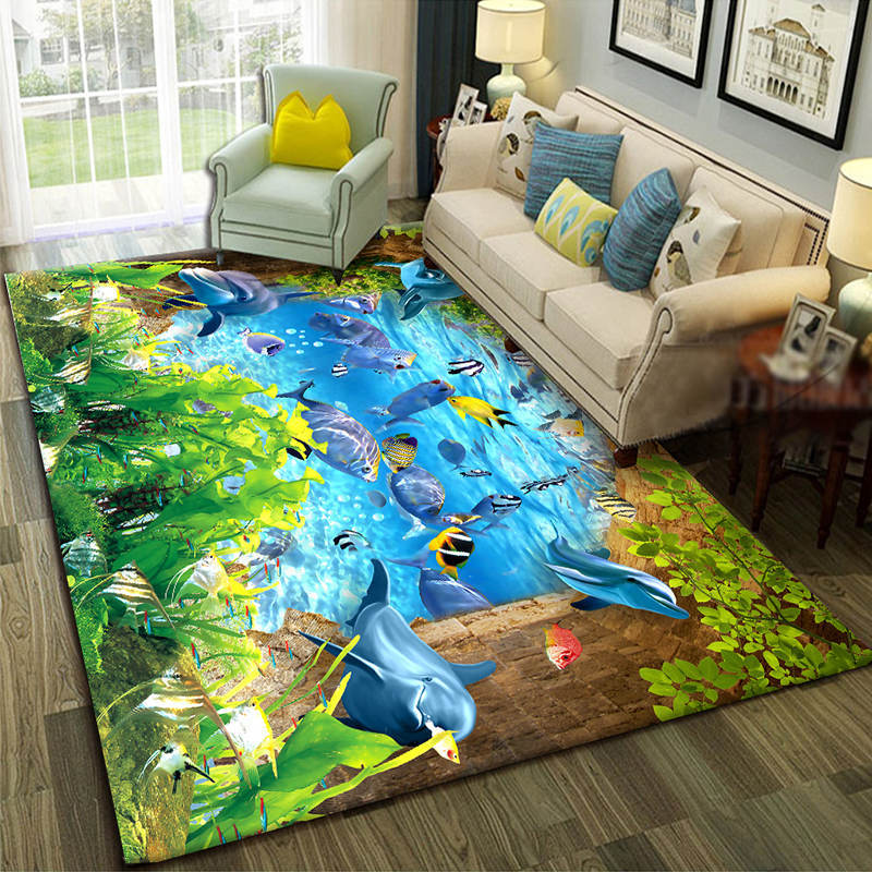 3D Carpet Floor Mat Landscape Pattern Living Room Carpets Sofa Mat Bedroom Bedside Rugs Entrance Non Slip Doormat Rug