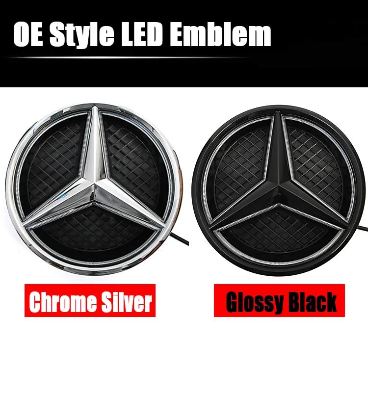 1pcs Star Badge Car Front Grill LED Emblem Light For Mercedes Benz E-Class W212 W207 W205 W117 X204 X166 3D Mirror Logo BG1