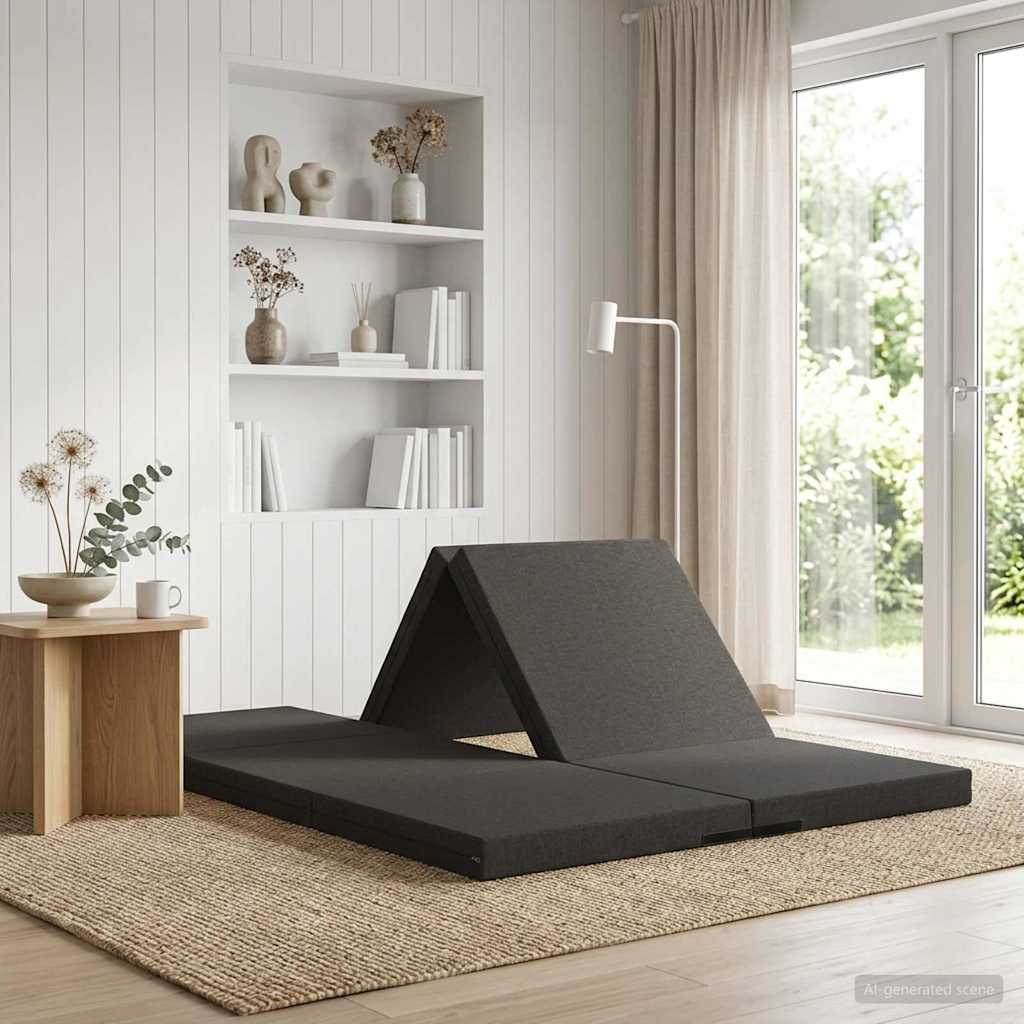 Folding Sofa Bed 140 x 67 x 45 cm Dark Grey