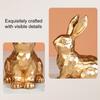 2Pcs Easter Bunny Ornament Carved Golden Rabbit Resin Figurine Animal Statue Home Office Holiday Party Desktop Decoration