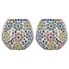 Glass Mosaic Candle Light Holder/Candle Light for Home Bar Restaurant Cafe Decoration, Pack of 2