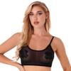 Women Sexy Crop Top Sleeveless See-through Mesh Bralette Bra Deep U Neck Vest Tank Tops