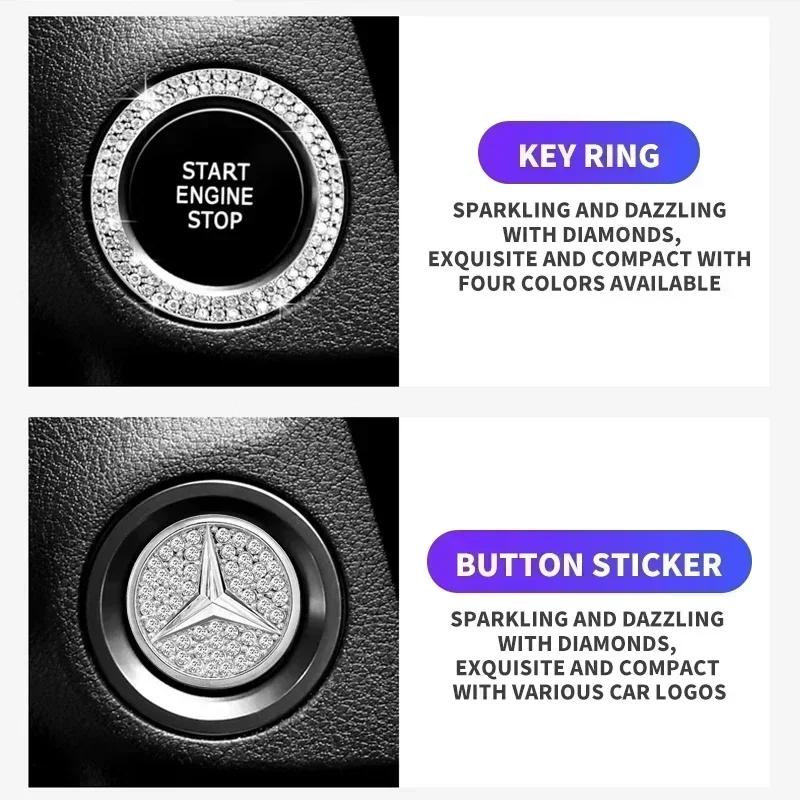 DQQ3 Car Key Start Button Decoration Ring Diamond Rhinestone Circle for Mercedes Benz W211 W204 W210 W203 CLA GLA Auto Accessories