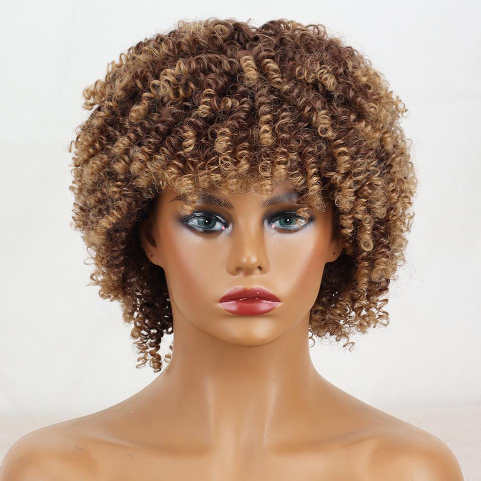 LISI HAIR Афро-женский короткий кудрявый серый парик с челкой из синтетического волокна, черный, серый, коричневый цвет, короткий вьющийся парик