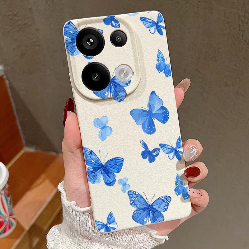 Мягкий силиконовый чехол с рисунком бабочки для Xiaomi 13t Poco X6 M6 Pro Redmi Note 14 13 12 11 10 Pro, противоударный кожаный текстурный однотонный чехол