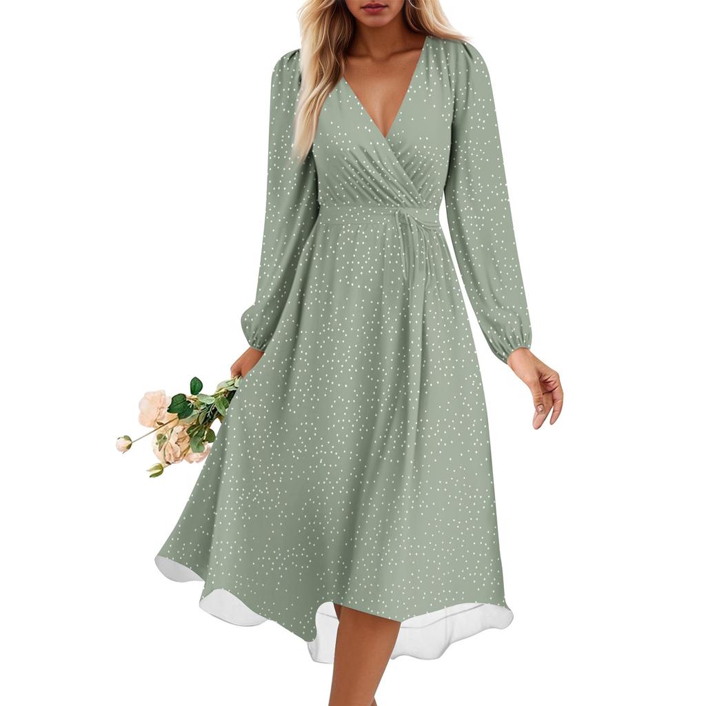Женское летнее свободное платье с V-образным вырезом, Элегантное платье