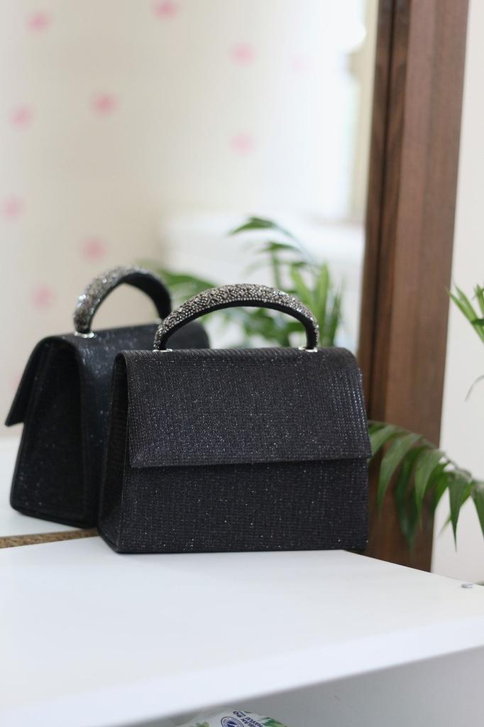 Women's Stylish and Useful Evening Dress Bag Women's Silvery Gold Stone Detailed Evening Dress Shoulder Bag