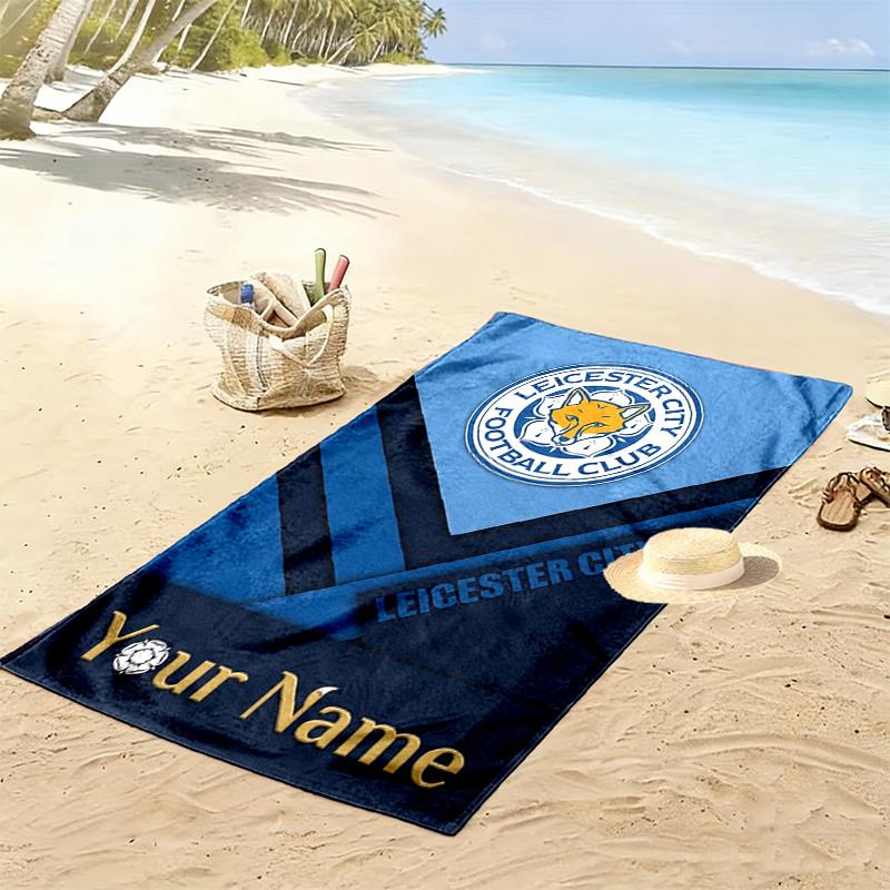 Name Custom Leicester City FC Print Beach Towel, Large Soft Quick Dry Towel for Beach Camping Swimming