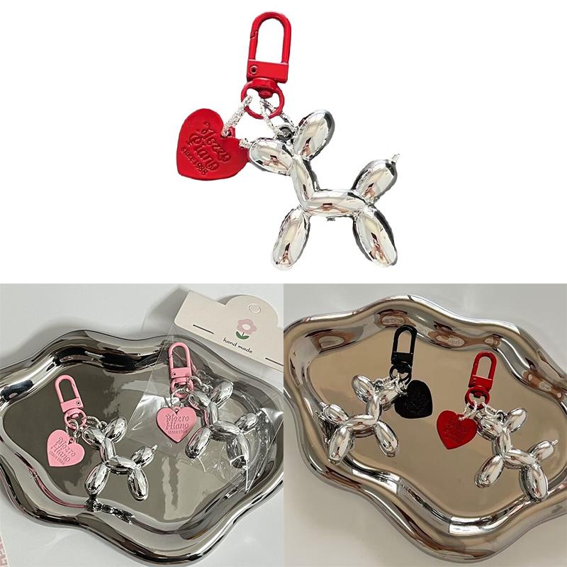 Брелок для ключей в стиле панк-сердце с воздушным шаром и собакой, брелки для женщин, сумка, подвеска, ювелирное изделие, брелок для ключей для девочек, брелок для ключей от машины, брелок для ключей