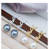 1Pc 2024 Chic Linear Style Pearl Earrings Silver Needle Elegant Temperament Pearl Bowknot Jewelry Stud Drop Earrings Pearl Earrings