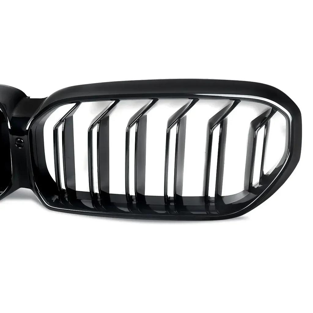 For 2021-2023 BMW G30 G31 530i 540i Dual Slats Front Kidney Grille Gloss Black