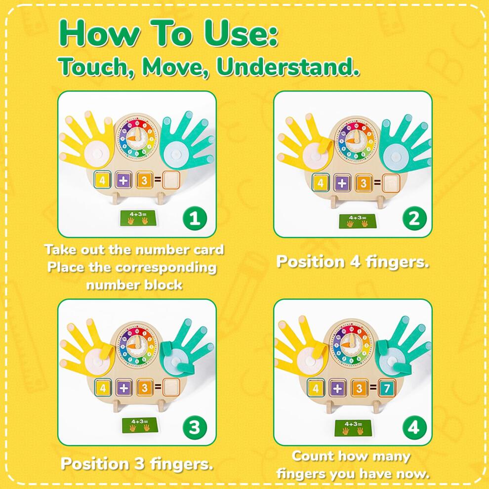 Montessori Math Toys 2in1 Wooden Counting Blocks and Clock Set for Preschool Kids Ages 3 to 7