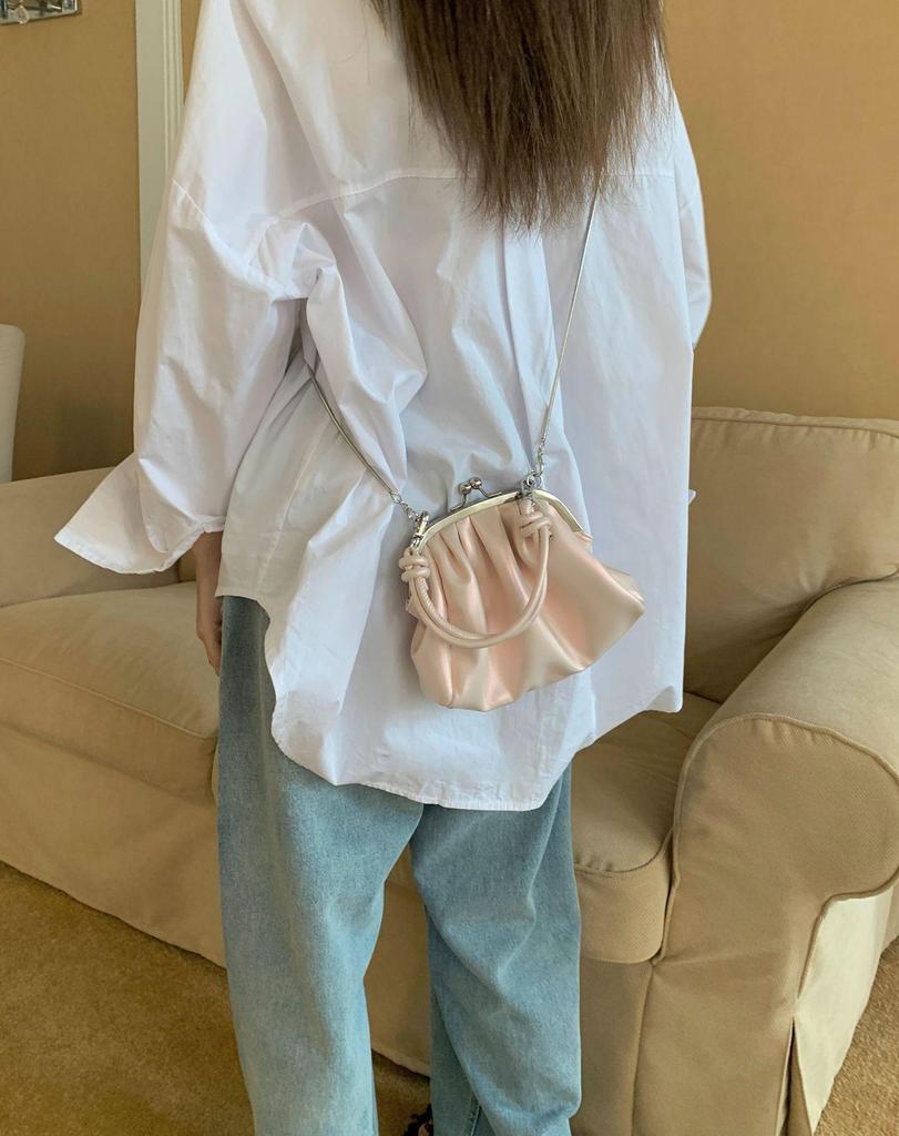 Высококачественный текстурированный плиссированный мешок для пельменей: Сумка-цепочка Sweet Girl Handheld через плечо